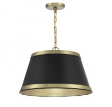 Savoy House Meridian M7013MBKNB - 3-Light Pendant in Matte Black with Natural Brass