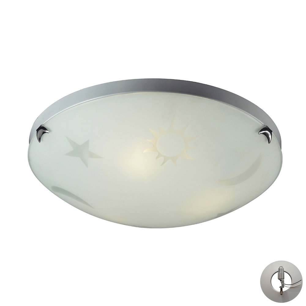 Novelty 3-Light Flush Mount in Satin Nickel with Amber-plated Hammered Glass - Includes Adapter Kit