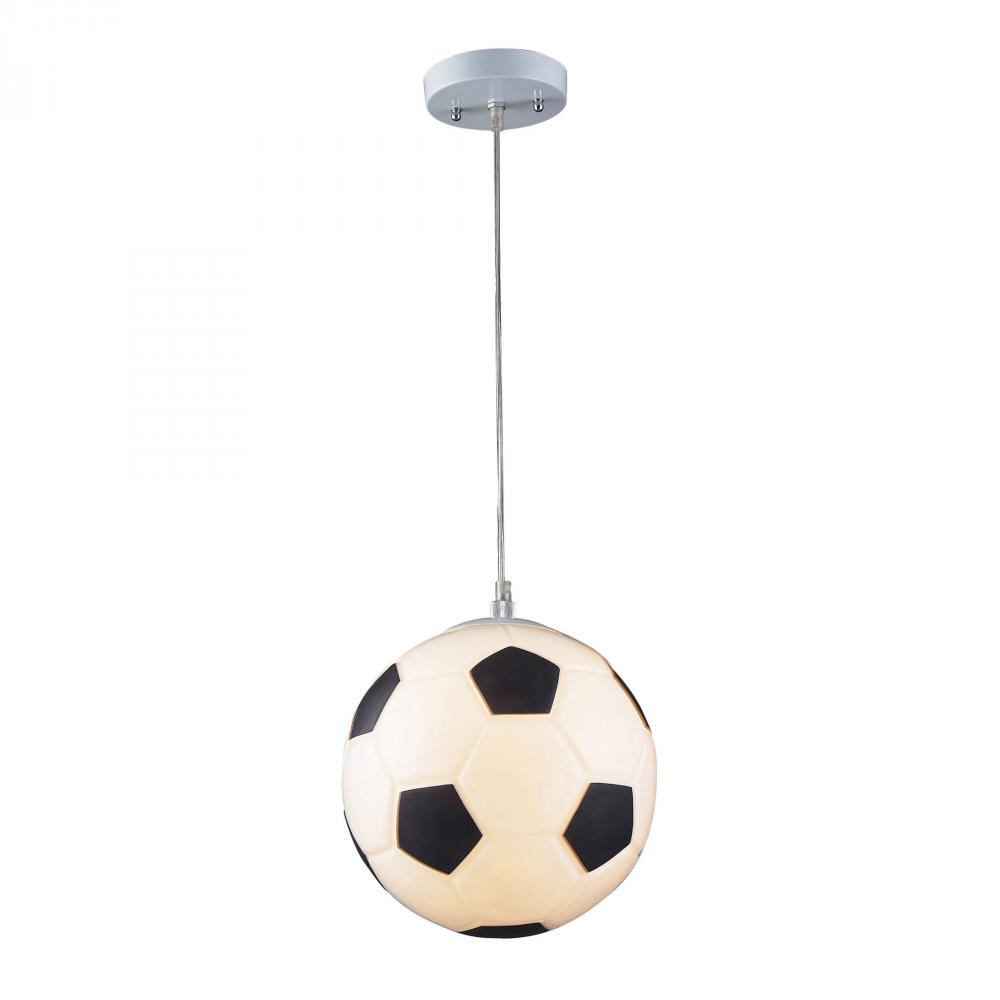 Novelty 1-Light Mini Pendant in Silver with Soccer Ball Motif